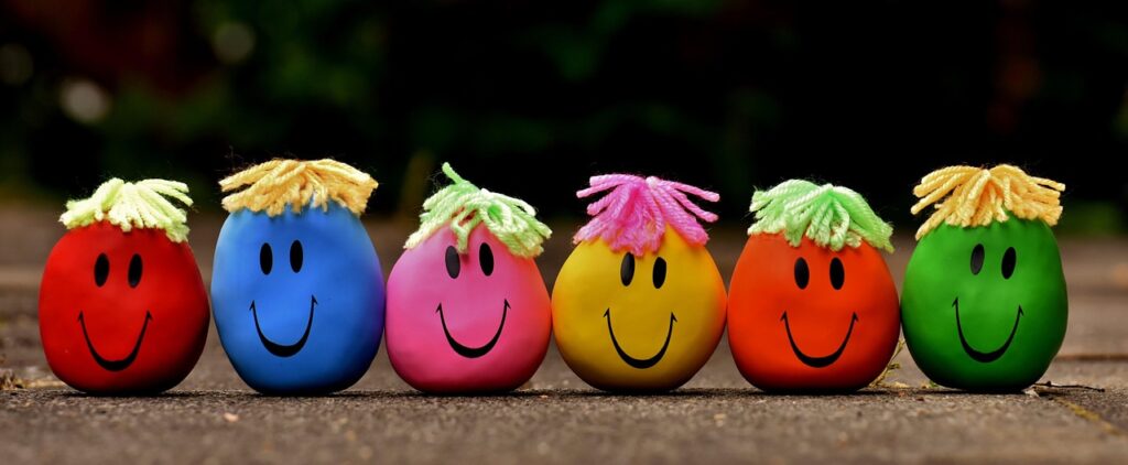 anti-stress balls, funny troop, smilies stress reduction, knead, fun, multicoloured, coloured